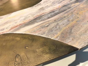 Js DT-029 <span class=keywords><strong>2025</strong></span> mới nhất phòng khách trung bảng thiết kế tự nhiên đá cẩm thạch kết hợp kim loại cổ hình dạng bất thường Bàn cà phê Phật Sơn - Product Image 6