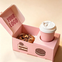 Boîte à biscuits personnalisée de qualité alimentaire avec tasse à café, boîte à gâteaux rectangulaire pliable biodégradable pour emporter des desserts