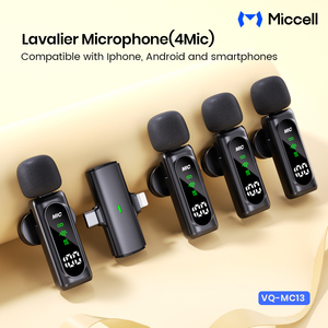 Set <span class=keywords><strong>de</strong></span> Micrófonos Lavalier Inalámbricos con 4 Mini Micrófonos <span class=keywords><strong>de</strong></span> Clip, Pantalla OLED, Batería <span class=keywords><strong>de</strong></span> 5-6H para Transmisión en Vivo desde Smartphones y Enseñanza - Product Image 3