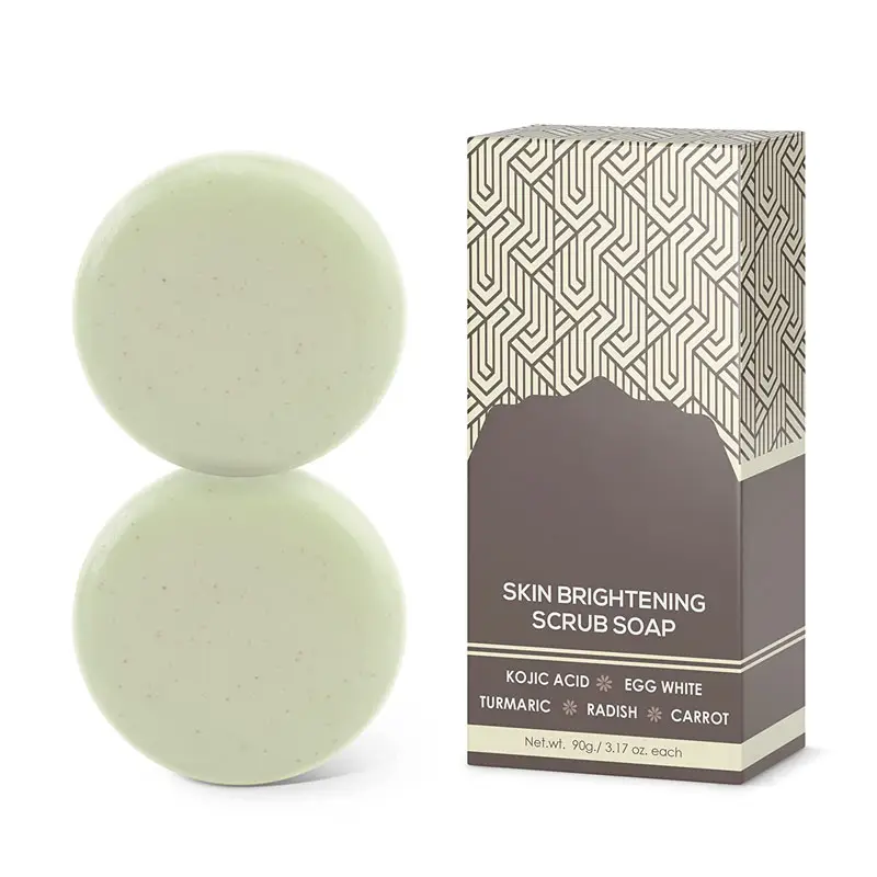 Wholesale Organic Kojic Acid+Egg White Reduces Dark Or Red Spots Skin Brightening Scrub Soap