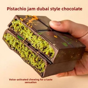 Snacks au chocolat saveur Dubaï, saveur pistache, garniture solide et extensible, pâte de noisette, <span class=keywords><strong>mille</strong></span> fils croustillants, beurre de cacao 40g - Product Image 2