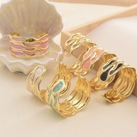 Gelang Enamel Bunga Berongga Retro Wanita Kelas Atas - Aksesoris Tangan - Gelang Baja Tahan Karat - Grosir Pabrik