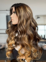 SHY 13x5 HD Lace Front Wig Cheveux Humains Bruts Balayage Ondulé Couleur Salon Pré-Plucké Perruque Effet Complet Usine OEM ODM
