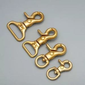 <span class=keywords><strong>Mousqueton</strong></span> en laiton massif durable et écologique, réglable, rotatif, avec clip de sécurité, pour accessoires de harnais et sacs - Product Image 1