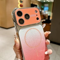 Coque de téléphone antichoc magnétique à airbag avec dégradé scintillant pour iPhone 18 17 16 15 14 13 12 Pro Max