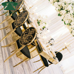 Hotel <b>Gold</b> Round Back Wedding <b>Chair</b> Stainless Steel Stackable Dining Party Event Banquet <b>Chair</b> - Product Image 3