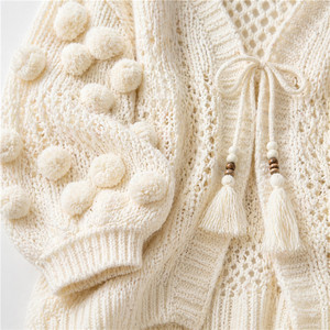 Boho Crochet <strong>Cardigan</strong> <strong>Women</strong> <strong>Oversized</strong> Chunky Knit Sweater Handmade Balloon Sleeve Knitwear Manufacturer - Product Image 5