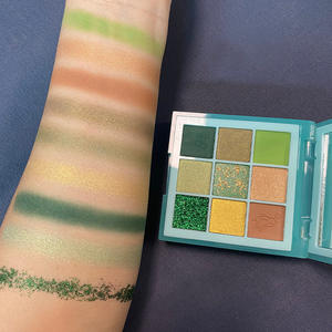 Palette <span class=keywords><strong>d</strong></span>'ombres à paupières populaire, 9 teintes, vegan, <span class=keywords><strong>vert</strong></span> mat, brillant, paillettes, vente en gros - Product Image 1