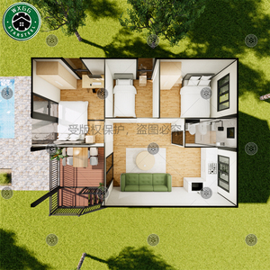 Casa Prefabricada Modular de Dos Pisos, Completamente Revestida en Madera, con Techo a Dos Aguas, Escaleras Exteriores y Balcón, Multi-Habitación - Product Image 5
