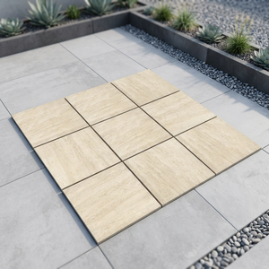 Dalles de pavage extérieures en porcelaine beige à âme en pierre naturelle de 20 mm d'épaisseur, 600x600 mm, R11, usage intensif commercial - Product Image 3