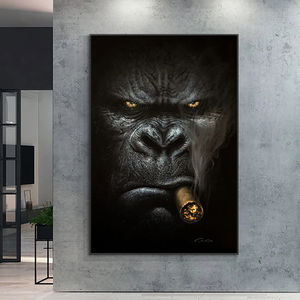 Toile Peinture Affiches et Gravures Street Art Animal Mur Art Photos pour Salon Abstrait Fumer Singe et Gorille - Product Image 1