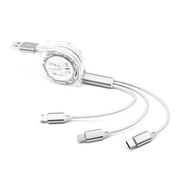 Cable de Carga USB Retráctil 3 en 1 con Logotipo Personalizado, Tipo-C/L/Micro USB, Cargador Rápido de 2.0A, 1m para Cámara y Auriculares