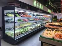 Commerciële energiezuinige, instelbare open split-aircurtain koelvitrine voor supermarkten, dranken en fruit.