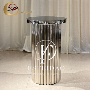 โต๊ะค็อกเทลไฮบอยสแตนเลสทรงกลมสีเงินสำหรับงานอีเว้นท์ - Product Image 2