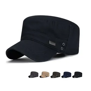 Hats For Men Women Cotton Solid Color Black Flat Cap Ladies Top Hats Adjustable Army Green Caps