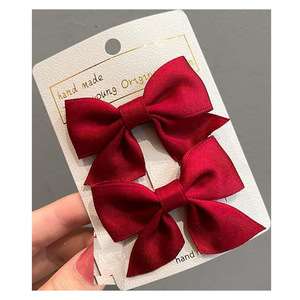 Children's Red <b>Bow</b> Hair <b>Clip</b> 2023 New Cute and Exquisite Summer Hair Accessory for Girls, Side Princess Style - Product Image 5