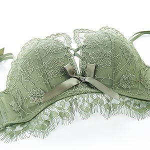 Reggiseno Push-up Sexy con Scollo a V Profondo in Pizzo, Morbido e Traspirante, Nero con Motivo a Farfalla - Product Image 5