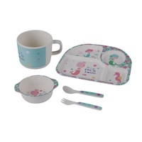Ensemble de vaisselle en fibre de bambou écologique réutilisable, certifié CE, imprimé sur mesure, assiettes, bols, tasses et cuillères-fourchettes incassables – Vente en gros