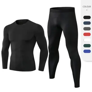 Long Sleeve Gym Wear Set Running Men Tights Compression 2 Piece Jump Blank Jogging Suits