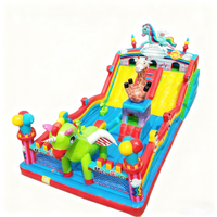 Château gonflable coloré écologique à prix d'usine, combo double toboggan, capacité de 500 kg, taille personnalisable pour le plaisir en famille