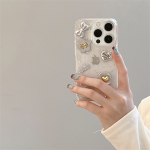 <span class=keywords><strong>Coque</strong></span> Transparente Scintillante avec Nœud et Fleur pour <span class=keywords><strong>iPhone</strong></span> 16 Pro Max, 15 Plus, 14, 13, <span class=keywords><strong>12</strong></span>, 11 – Style Coréen Ins pour Fille - Product Image 3