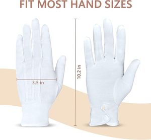 Guantes <span class=keywords><strong>de</strong></span> Algodón Blanco para Traje Formal <span class=keywords><strong>de</strong></span> Esmoquin, para Guardia <span class=keywords><strong>de</strong></span> Honor, con Puño a Presión, para Inspección <span class=keywords><strong>de</strong></span> Monedas y Joyas - Product Image 4