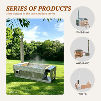 Bain à remous chauffé au bois d'inspiration scandinave Amusi pour 1 personne, sauna et bain à remous extérieur avec poêle à bois