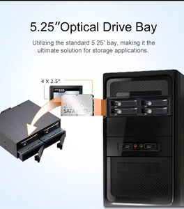 Optibay - <span class=keywords><strong>Rack</strong></span> Móvil para Discos Duros de 5.25 Pulgadas con <span class=keywords><strong>4</strong></span> Bahías para Discos Duros de 2.5 Pulgadas, SATA, SAS, de Aluminio, con Bandeja Extraíble - Product Image 4