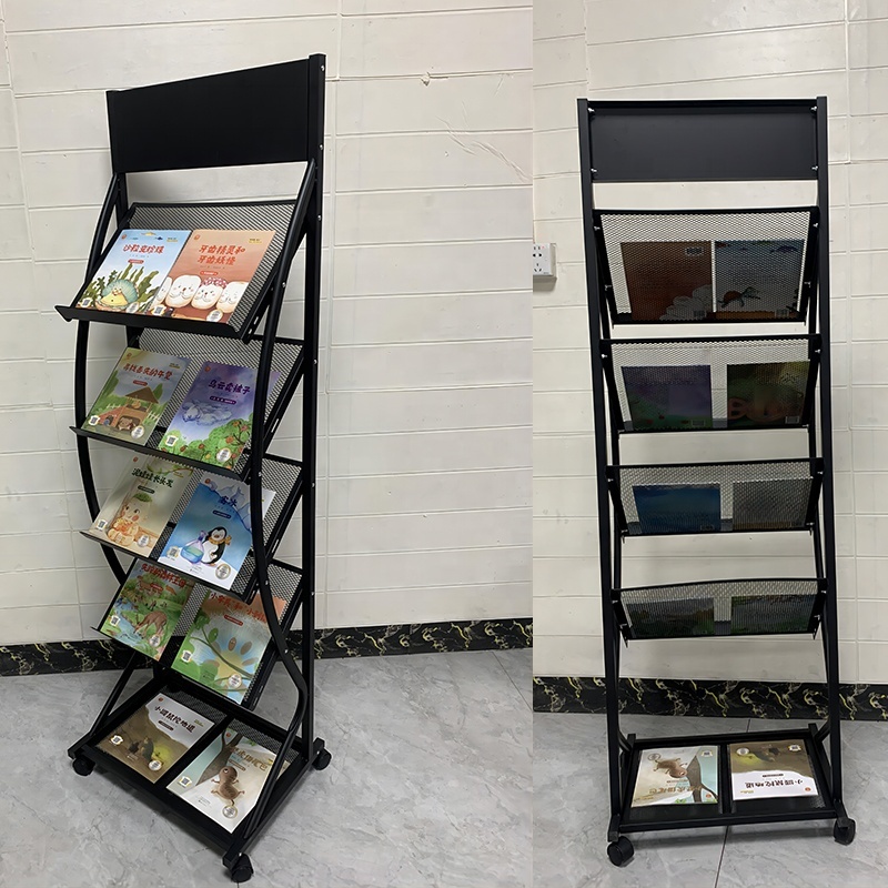 Custom Durable BlackFloor Standing Magazine Rack