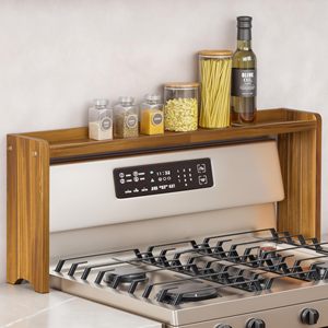 31.5 ''Cuisinière Durable Cuisine Étagère De Rangement En Bois Étagère À Épices Organisateur Bois Sur Poêle Étagère De Rangement À Épices Pour Dos De Poêle - Product Image 1