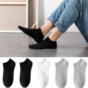 Ankle <b>Socks</b> Solid Color Breathable Sweat Absorbent <b>Polyester</b> Men Women Casual Daily Wear Black White Gray - Product Image 3