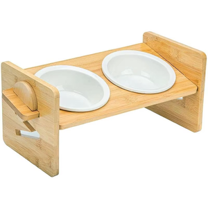 Fábrica Atacado Ajustável Elevada Stand <span class=keywords><strong>Pet</strong></span> Alimentador Com 2 Tigelas De Cerâmica para Gatos e Cães Pequenos - Product Image 2