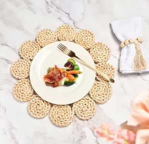 ชุดที่รองจานสไตล์โบฮีเมียนทำมือสำหรับตกแต่งโต๊ะทำจากฟางข้าวโพดธรรมชาติสำหรับห้องครัว - Product Image 5