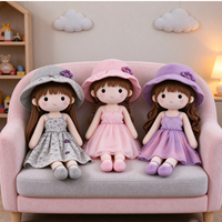 Ensemble de poupées en peluche personnalisées en coton doux de 20 cm, jolies poupées en tissu avec robe brodée, jouet réconfortant pour enfants, cadeau d'anniversaire