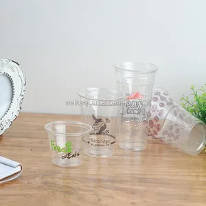 Cold Beverage Printing Disposable Plastic Cocktail Glasses With Lid And Straw