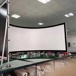 16:9 ev sineması alüminyum kavisli sabit çerçeve projeksiyon perdesi/şeffaf ön projeksiyon sinema ekran