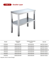 Table de travail sur mesure à double niveau, 1 plateau, petite table de travail portable en acier inoxydable