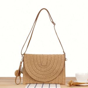 Single Shoulder Straw Tote Beach Handbag New Popular Hand Woven Summer Holiday Travel Accessory - Product Image 3