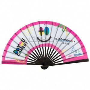 Eco-Friendly Bamboo <b>Folding</b> Hand Fan Custom Logo Sustainable Bamboo Crafted for Business Wedding Personalized Painted Flower - Product Image 6