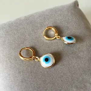 Dropshipping Gold Dainty Huggie Hoop Pierced Earring Blue and Black Crystals Earrings 18K Gold Plated Women's CLASSIC Alloy 1pcs