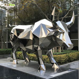 Estatuas <span class=keywords><strong>de</strong></span> toro <span class=keywords><strong>de</strong></span> <span class=keywords><strong>acero</strong></span> inoxidable <span class=keywords><strong>de</strong></span> metal con diseño <span class=keywords><strong>de</strong></span> arte abstracto <span class=keywords><strong>de</strong></span> gama alta - Product Image 6