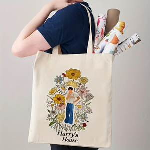 Bolso de Hombro Personalizado de Lona con Estampado Personalizado, Bolsa de Compras Reutilizable para Mujer, <span class=keywords><strong>Harry</strong></span>'s House, 1 Unidad - Product Image 1