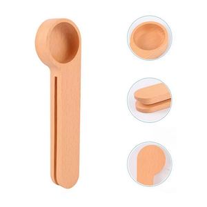 Personalized <b>Wooden</b> Coffee Scoop and Bag Clip, Custom Engraved Beech Wood Measuring Spoon, 2-in-1 Coffee Bean Sealer <b>Clamp</b> - Product Image 5