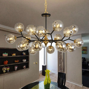 Lustre boule de verre doré de luxe moderne, luminaire d'intérieur pour la cuisine, le salon, la chambre à coucher et les hôtels - Product Image 2