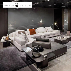 Muebles Modernos de Lujo para el Hogar, Sofá de Cuero, Sofá Modular en Forma de L para Sala de Estar, Apartamentos y Villas - Product Image 2