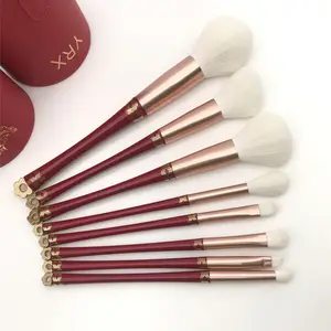A012 YRX 8pcs Chinese Red Makeup Brushes Private Label Powder Foundation Eye Shadow Eyebrow Professional Makeup Brush Set Kit