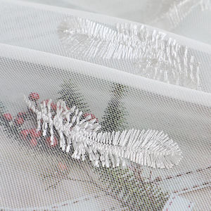 Rideaux Transparents Blancs Personnalisés avec Broderie Plumes et Œillets pour Salon - Product Image 6