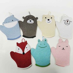 Cartoon Tier Baby Kinder Körper wäscher für Dusche Luffa Bade handschuhe Peeling Handschuh