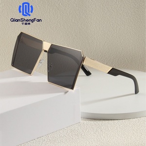 Gafas de Sol Cuadradas de Metal con Protección UV para Fotografía Urbana Europea y Americana, Protección Ocular de Moda Transfronteriza - Product Image 1