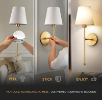 Applique murale à piles (lot de 2) – Sans câblage requis – Luminaire mural en tissu – Lampe de chevet à intensité variable avec télécommande – Décoration intérieure